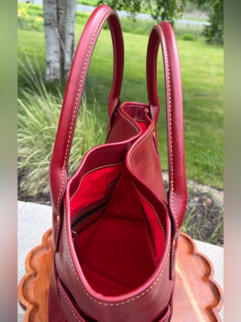 Dooney & Bourke Kristen Red Florentine Leather Tote Like New - Picture 6 of 17